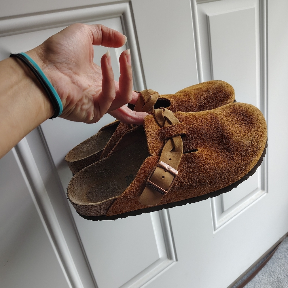 Birkenstock Boston Braid Clog GUC 39 Women's 8 Cognac